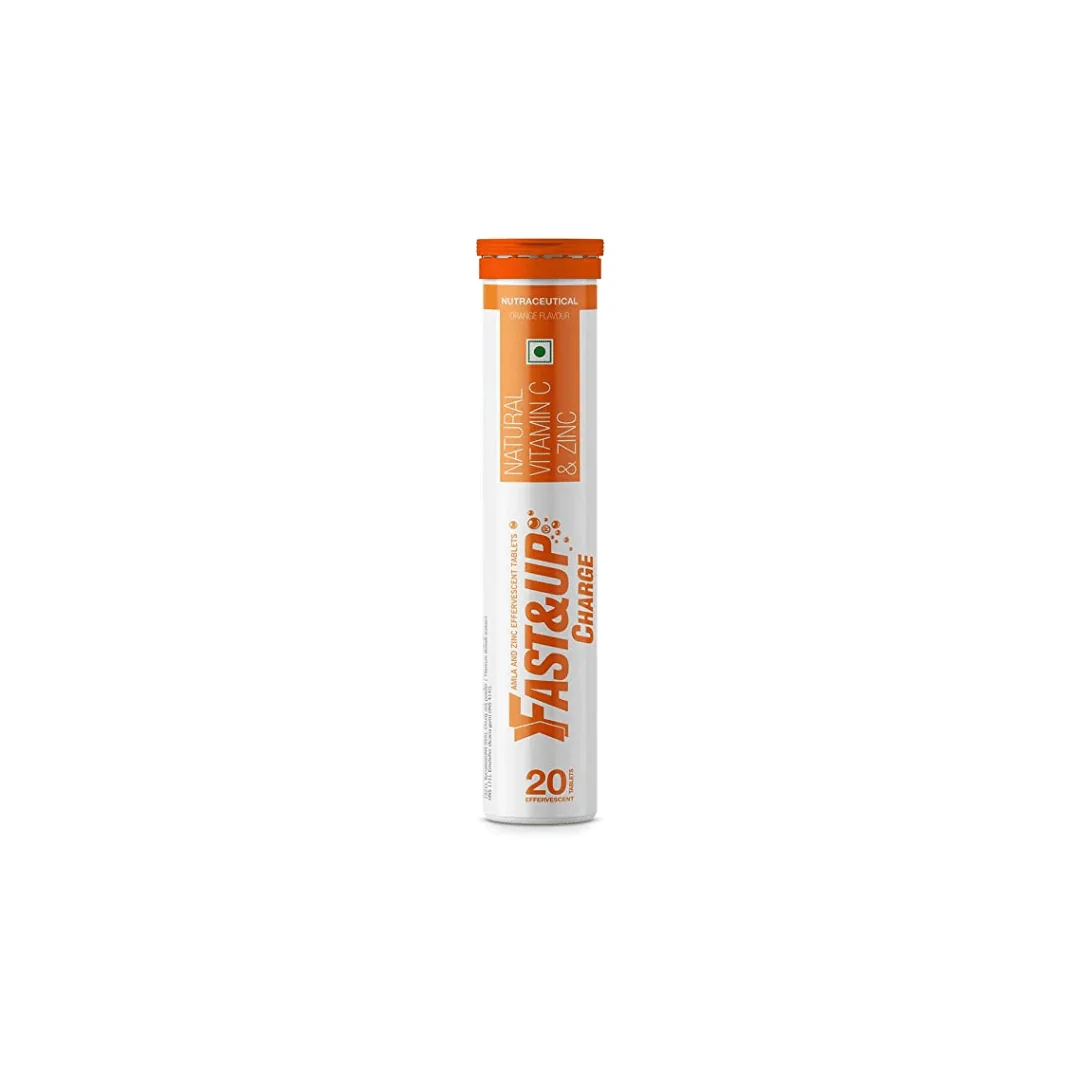 FastUp-Charge-Vitamin-C-Zinc-Natural-Amla-Extract-Antioxidan.jpg Fast&Up Charge - Vitamin C, 20 Tablets Orange flavour. - Image 1