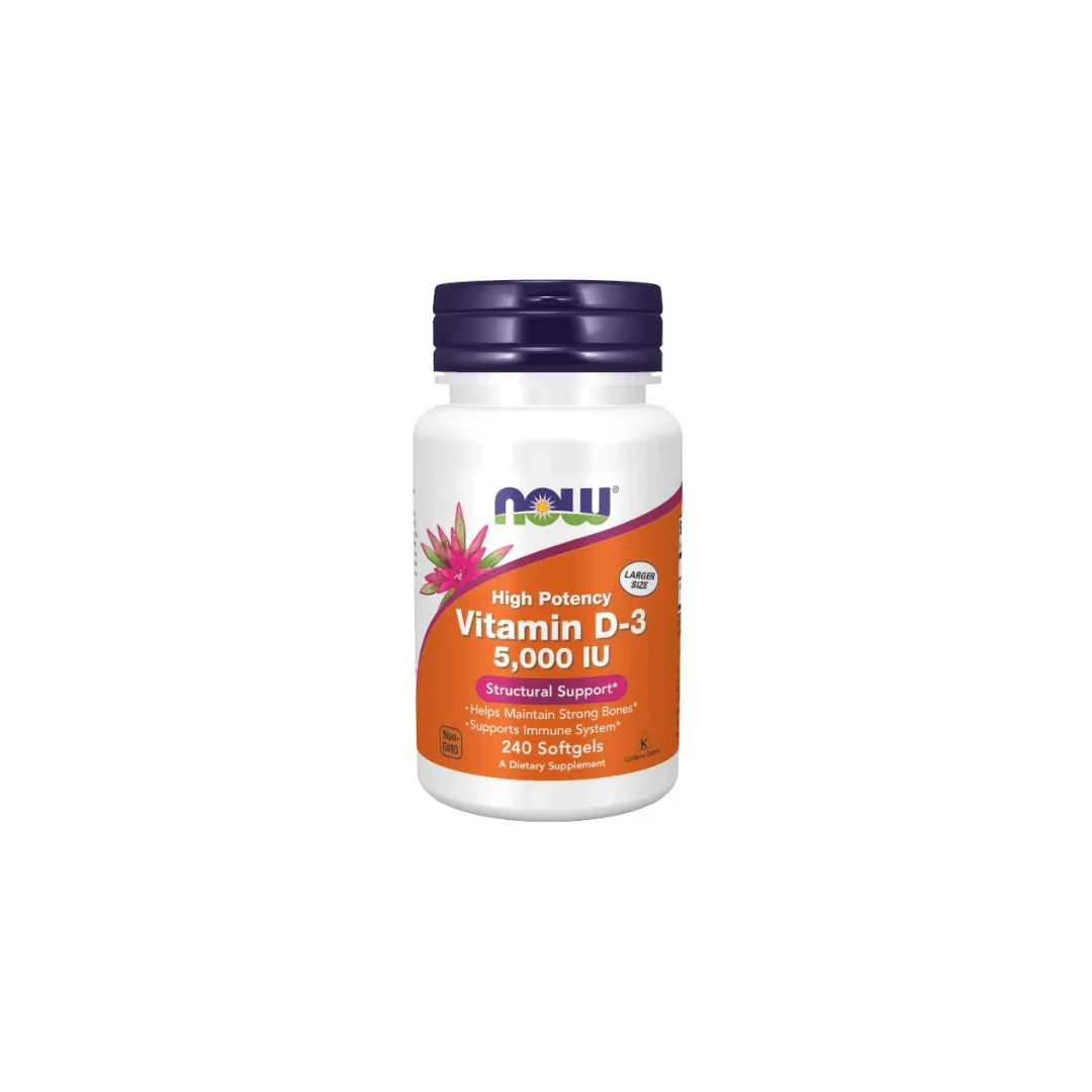 Vitamin D-3 5000IU 240softgel Unflavoured Now Foods - Image 1