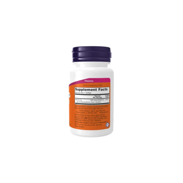 Vitamin D-3 5000IU 240softgel Unflavoured Now Foods - Image 3