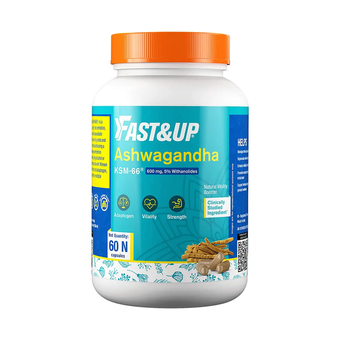 FAST&UP Ashwagandha (KSM-66) 600mg Ashwagandha 60 Capsules. - Image 1