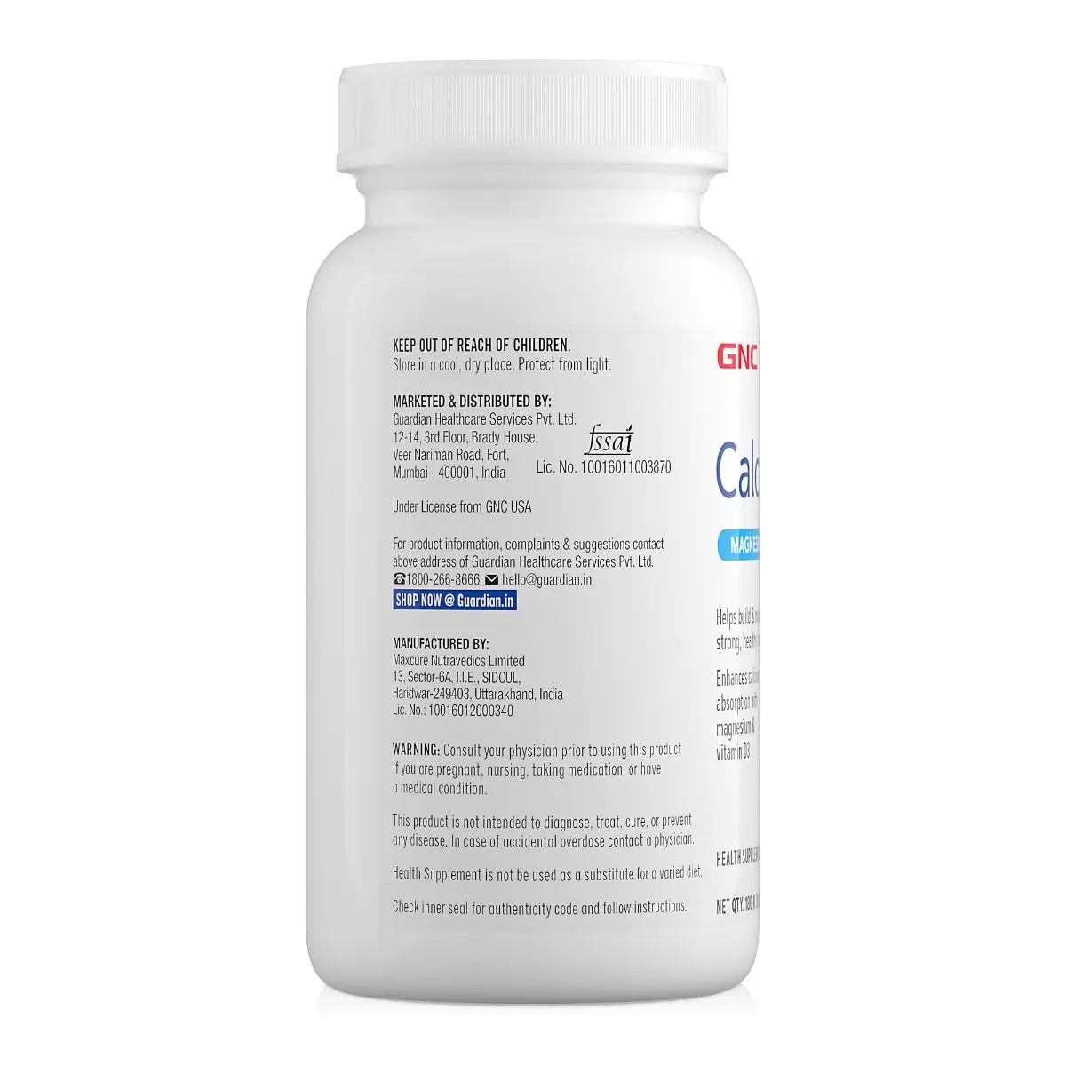 Calcium Plus 1000 With Magnesium Vitamin D-3 GNC - Image 3