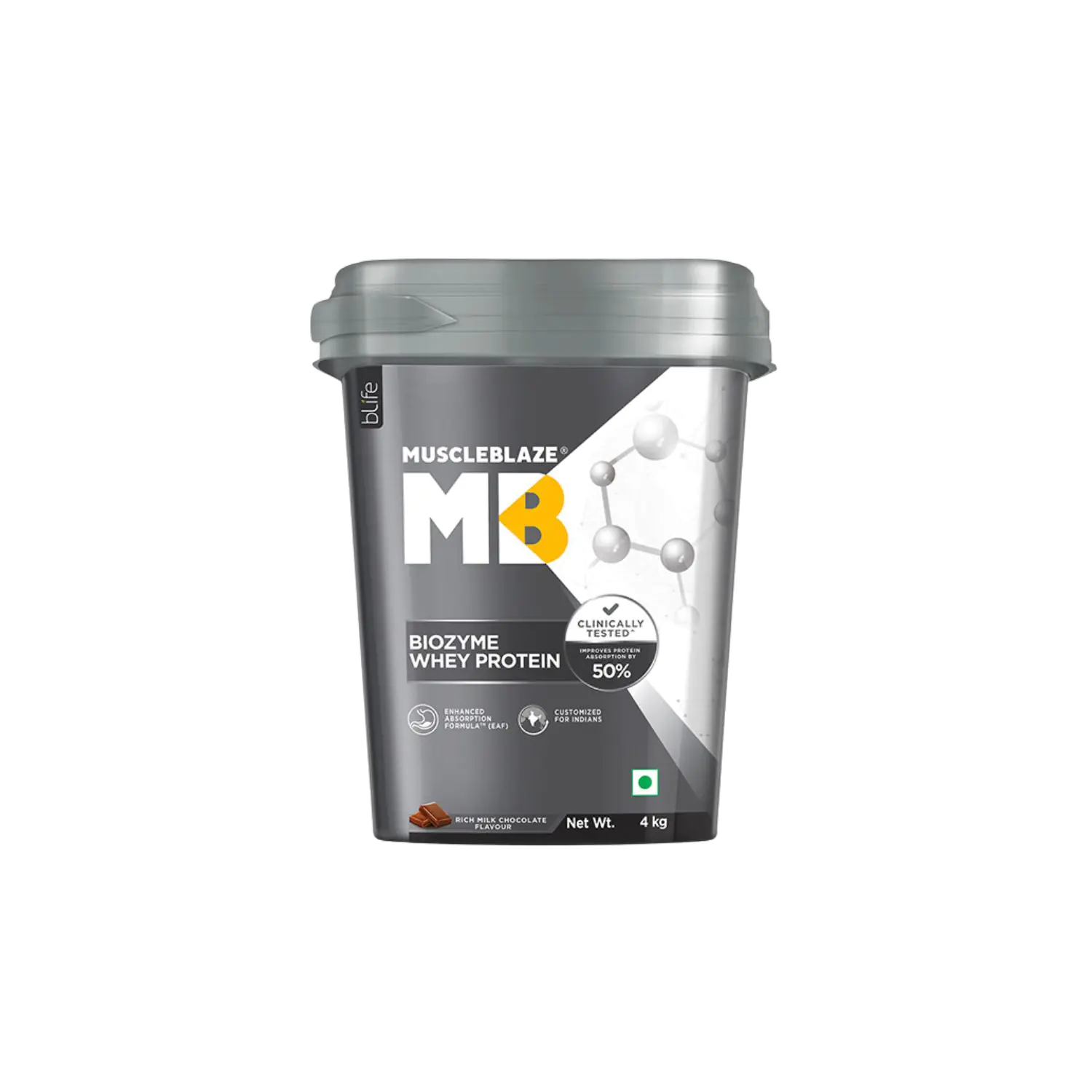 Muscleblaze Biozyme Performance Whey Protein | Clinically Tested 50% Higher Protein Absorption | Informed Choice Uk, Labdoor Usa Certified & Us Patent Filed Eaf (Rich Chocolate, 4 Kg / 8.8 Lb). - Image 1
