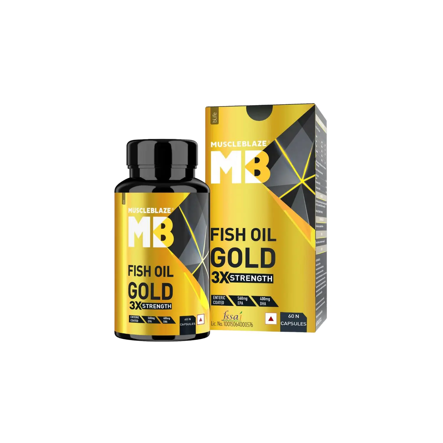MuscleBlaze Fish Oil Gold 3x Strength 60softgel - Image 1