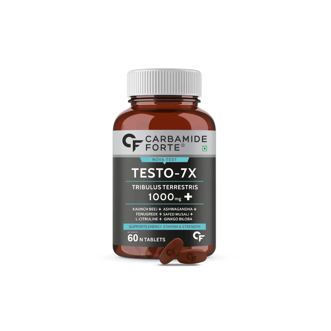 268 Carbamide Forte Testo-7X Tribulus Terrestris Testosterone Supplement for Men with Tribulus 1000mg, Ashwagandha, L-Citrulline & Kaunch Beej – 60 Veg Tablets - Image 1
