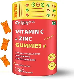 Vitamin C & Zinc Gummies 60Gums Orange Carbamide Forte Vitamin C Gummies with Zinc for Men, Women & Kids | Natural Immunity Booster, Antioxidant, Heart, Hair, Skin & Collagen Builder – 60 Veg Gummies - Image 1