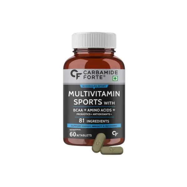 Carbamide Forte Multivitamin for Sports Tablets for Men & Women with BCAA, Amino Acids, Probiotics & Antioxidants - 81 Ingredients - 60 Tablets - Image 1