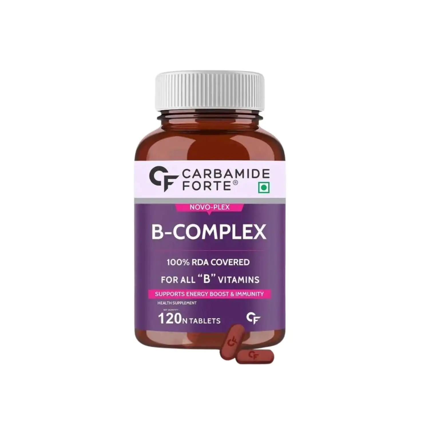 Carbamide Forte Vitamin B-Complex Tablets - 100% RDA for B Vitamins with B1, B2, B3, B5, B6, B9 & Vitamin B12 | Vitamin B Complex Supplements for Women & Men - 120 Vegetarian Tablets - Image 1