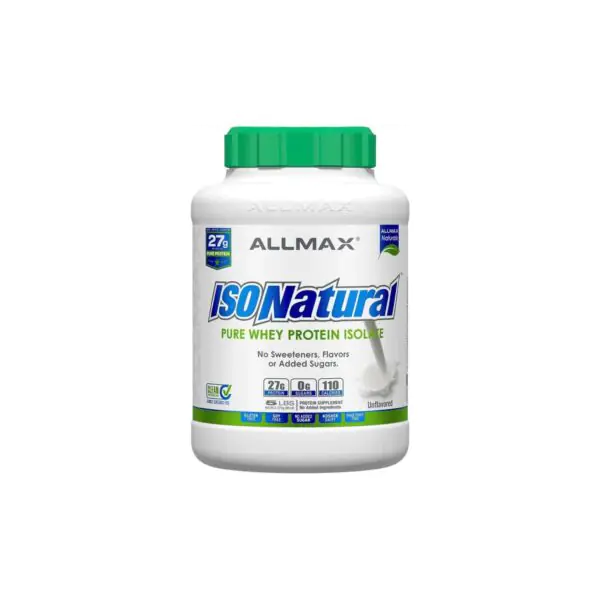 ALLMAX ISONATURAL Whey Protein Isolate, Unflavored - 5 lb - 27 Grams of Protein Per Scoop - Zero Fat & Sugar - 99% Lactose Free - with Prebiotics - No Artificial Flavors - Approx. 78 Servings - Image 1