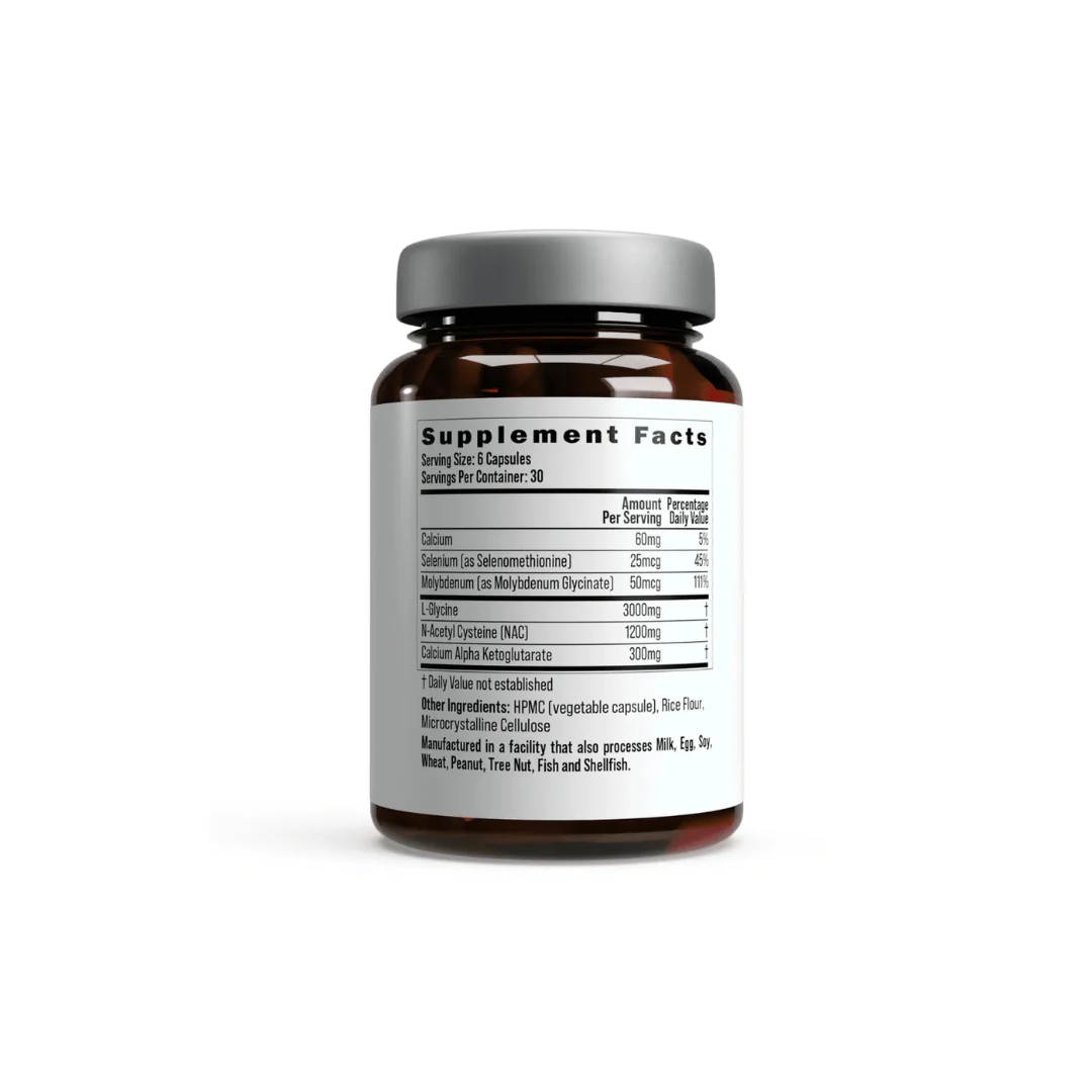 GlyNAC+ 180Caps Biostack Labs Containing a full efficacious dose of Glycine and NAC. PLUS a full dose of Calcium Alpha Ketoglutarate. - Image 2