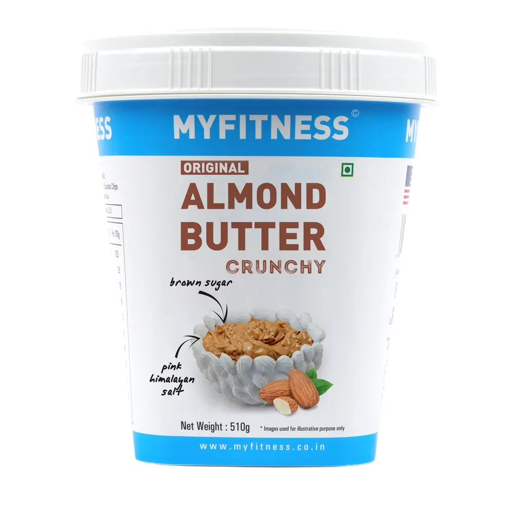 Myfitness Original Almond Butter Crunchy MYFITNESS Original Almond Butter 510g | 19g Protein | Vegan | Cholesterol Free | Gluten-friendly | Zero Trans-Fat - Image 1