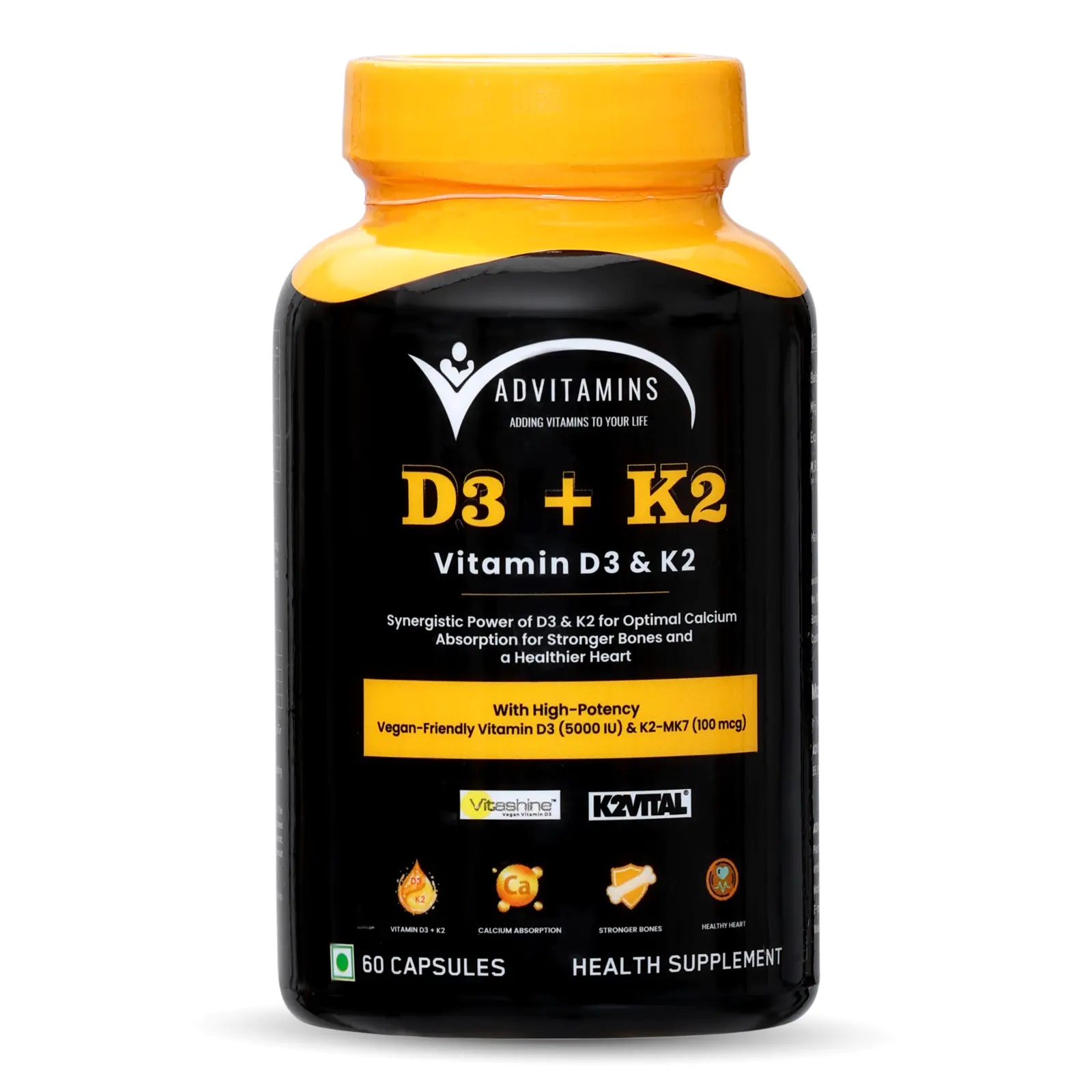 Vitamin D3 + K2 60Caps Advitamins - Image 1