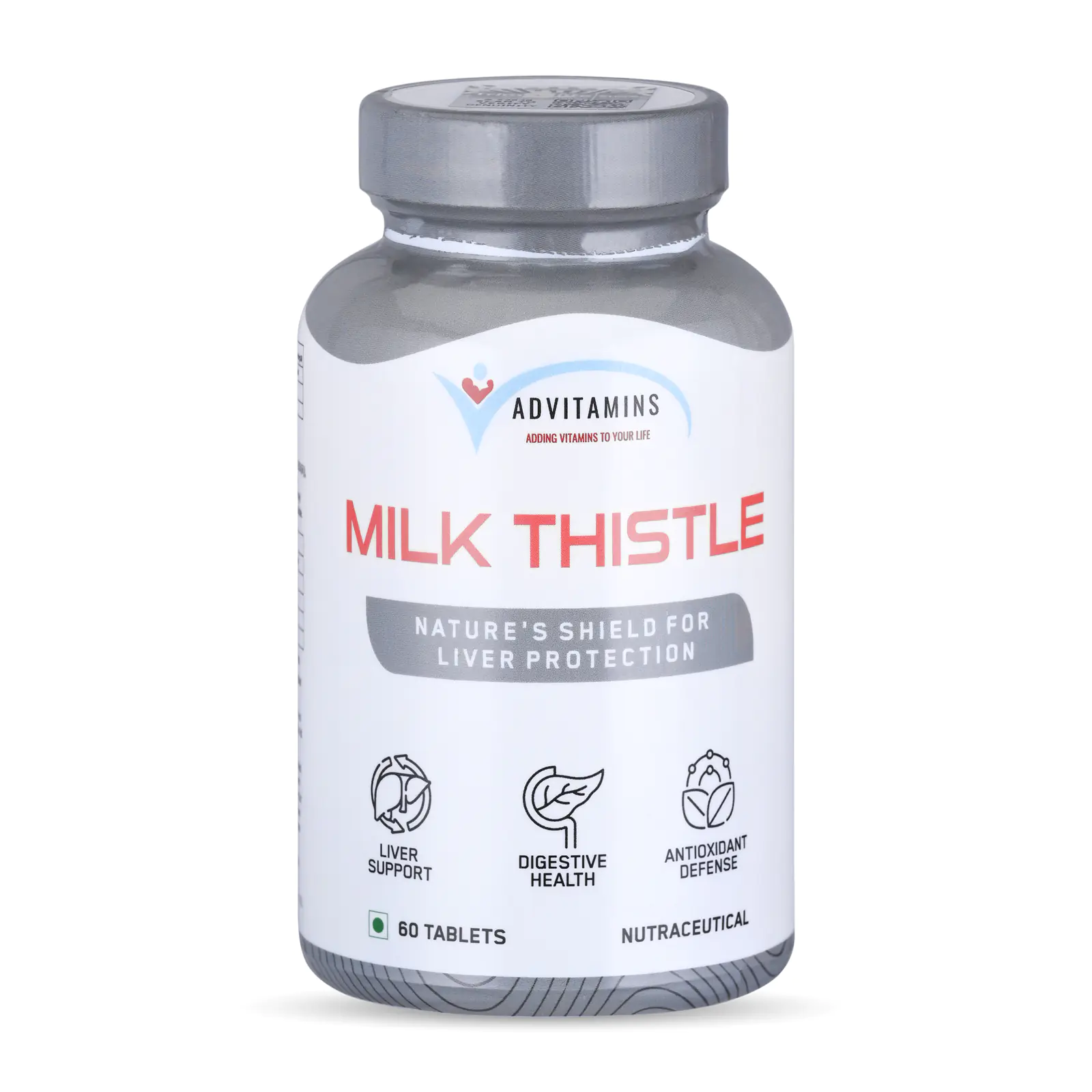 Milk Thistle Natural Body Detox & Digestive EnzymesHealth Fatty Liver Care - Supports Fatty Liver, Natural Detoxification Formula - Milk Thistle (Silymarin Marianum) - 1000mg - Support Liver Health - 60Tab ADVITAMINS - Image 1