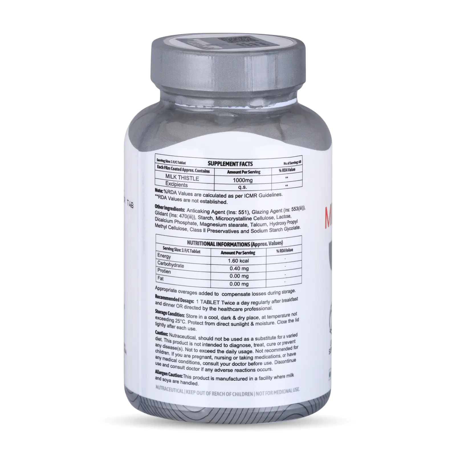 Milk Thistle Natural Body Detox & Digestive EnzymesHealth Fatty Liver Care - Supports Fatty Liver, Natural Detoxification Formula - Milk Thistle (Silymarin Marianum) - 1000mg - Support Liver Health - 60Tab ADVITAMINS - Image 3