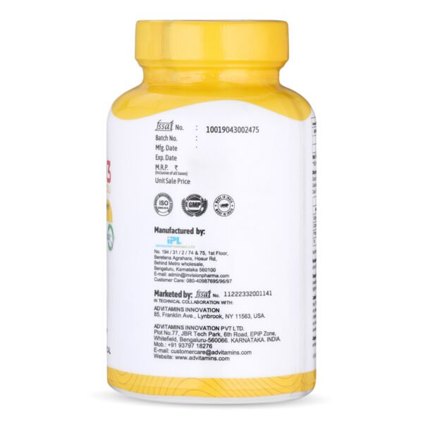 Vitamin D3 600iu Healthy bones, teeth, Muscle Function, and Immune Support 60Caps Advitamins - Image 2